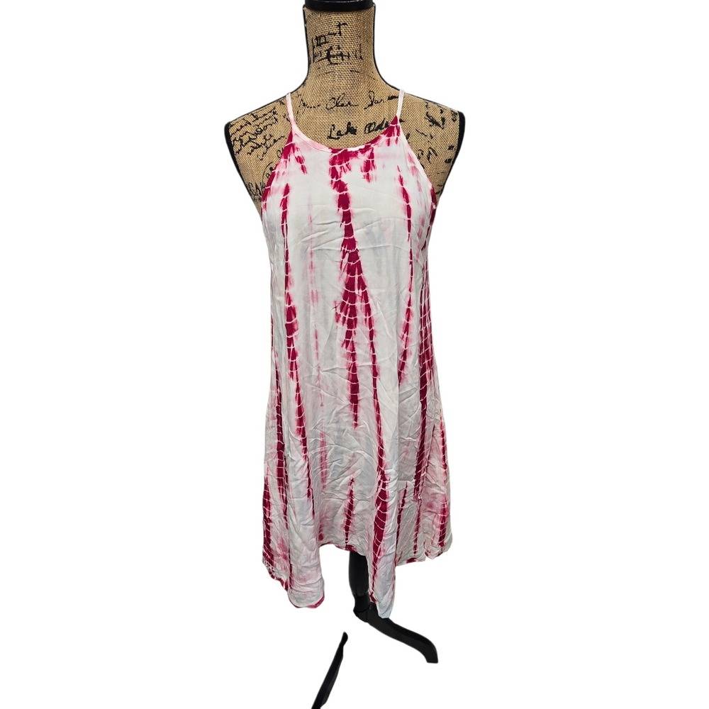 Chelsea & Violet Midi Sundress Women XS Pink White Tie Dye Boho Festival MINT